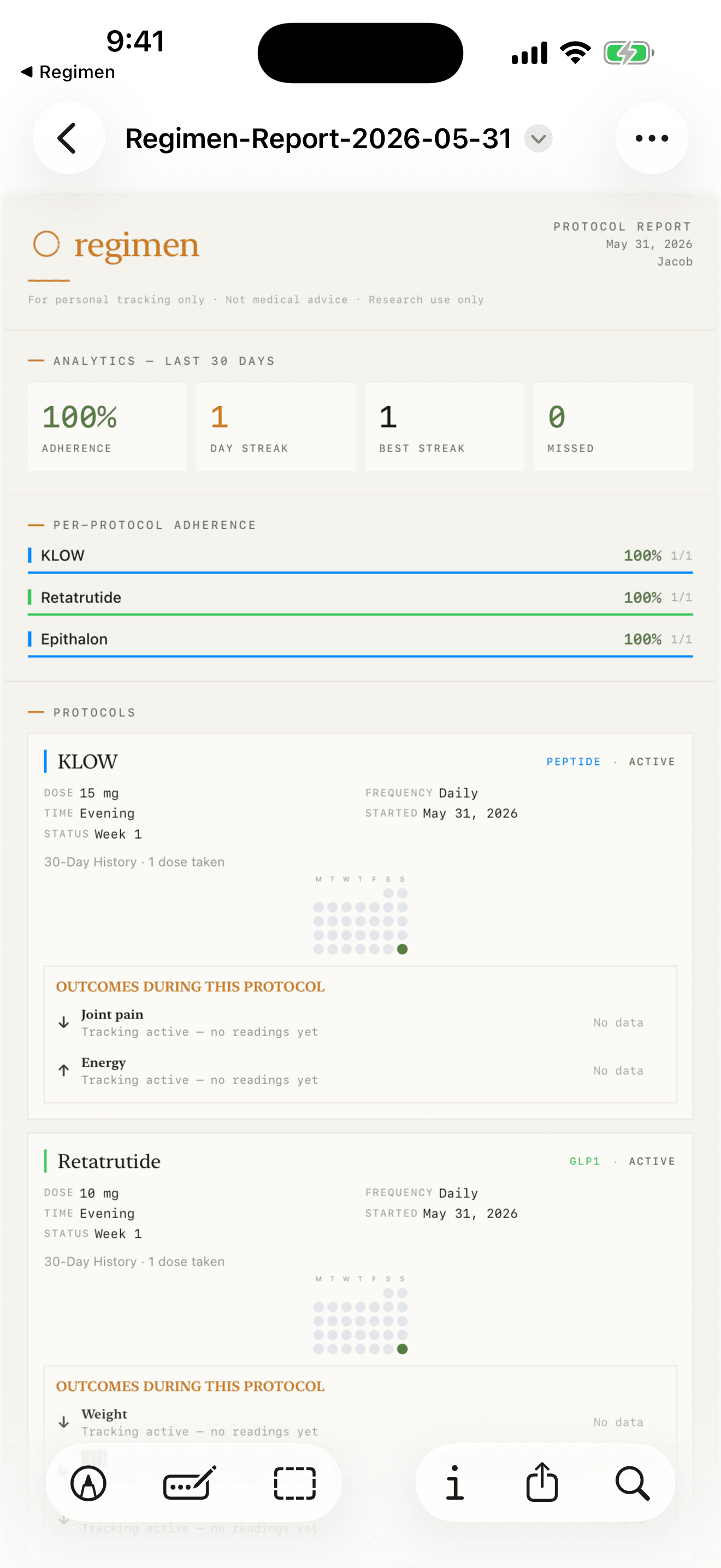 PDF export — generated report preview
